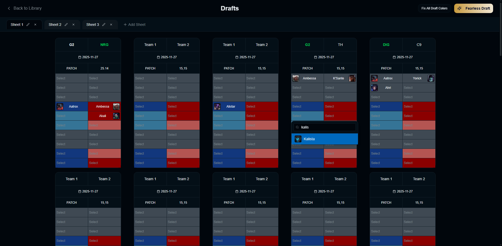 Draft Tracking Interface